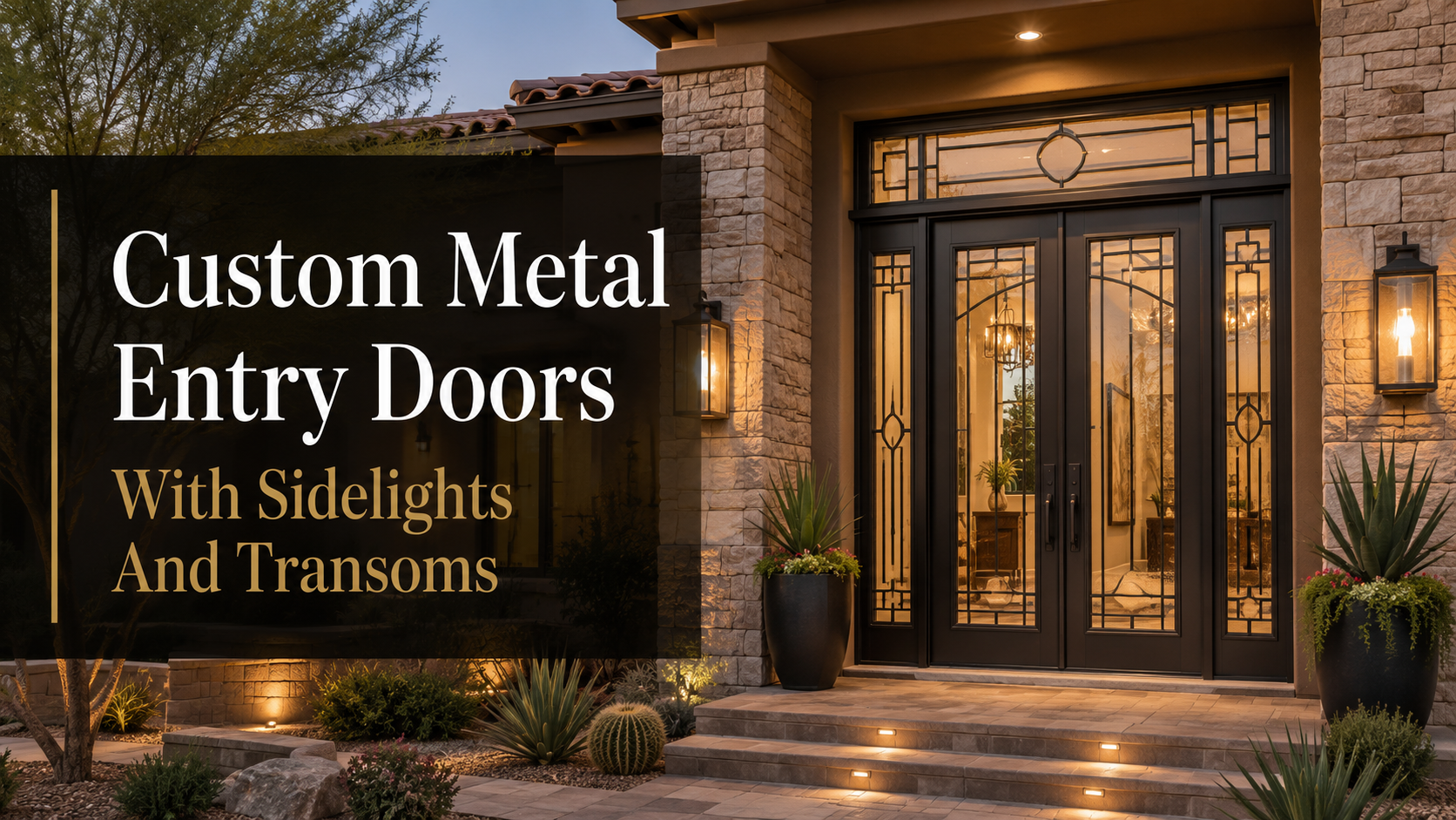 Custom Metal Entry Doors With Sidelights And Transoms