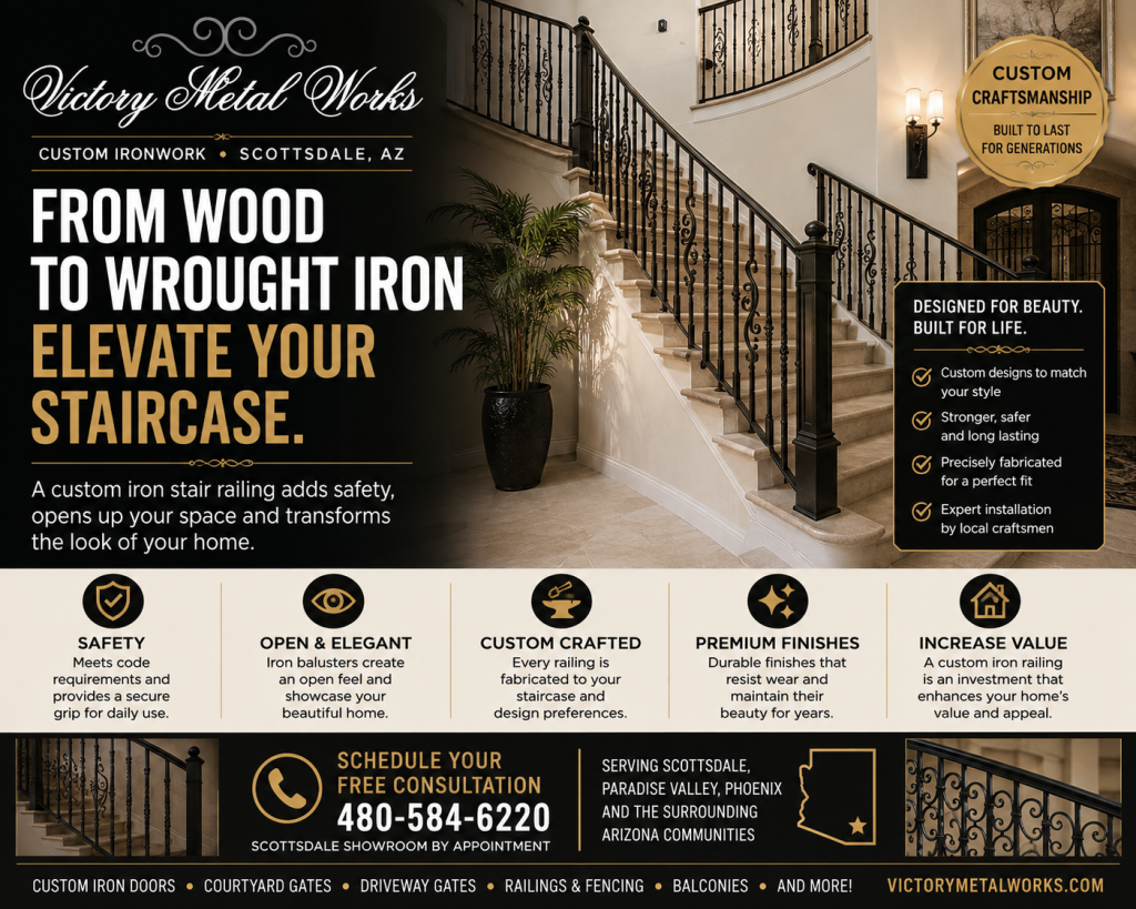 Replace Wood Stair Railings With Custom Iron